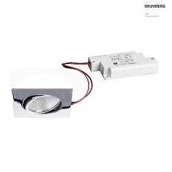 LED Einbaustrahler-Set BB05 inkl. Konverter, IP20, eckig, 230V, 6W 3000K 640lm 38, schwenkbar 30, dimmbar, Chrom