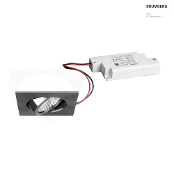 Recessed LED spot set BB05 incl. converter, IP20, square, 230V, 6W 3000K 640lm 38, swivelling 30, dimmable, matt nickel