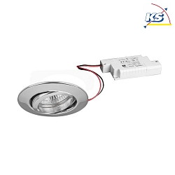 Recessed LED spot set BB13 dim2warm incl. converter, IP20, round, 230V, 6W 1800-3000K 460lm 38, swivelling 25, chrome