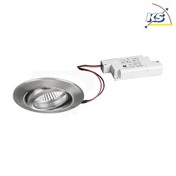 Recessed LED spot set BB09 dim2warm incl. converter, IP20, round, 230V, 6W 1800-3000K 460lm 38, swivelling 25, matt nickel