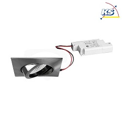 Recessed LED spot set BB14 dim2warm incl. converter, IP20, square, 230V, 6W 1800-3000K 460lm 38, swivelling 25, matt nickel