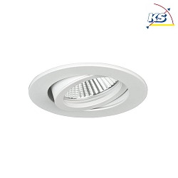 Recessed LED spot set BB18 dim2warm incl. converter, IP20, round, 230V, 6W 1800-3000K 460lm 38, swivelling 30, white