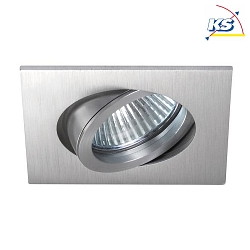 Recessed LED spot set BB18 dim2warm incl. converter, IP20, square, 230V, 6W 1800-3000K 460lm 38, swivelling 30, matt alu