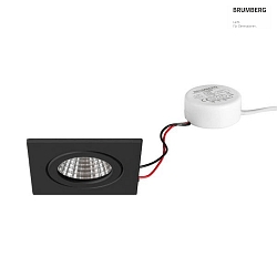 LED Einbaudownlight ITANSA S BB16, IP54, 230V AC, 50 Hz, 6W, 38, 3000K, 680lm, quadratisch, starr, schwarz