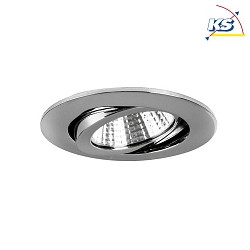 Recessed LED spot set BB03 incl. DALI-converter + connection box, IP20, round, 230V, 6W 3000K 640lm 38, swivelling, chrome