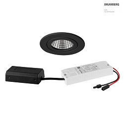 LED Einbaudownlight ITANSA R BB15, IP54, 230V AC, 50 Hz, 6W, 38, 3000K, 680lm, rund, schwarz matt, dimmbar DALI