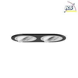 Recessed unit for LED modules, oval, 2 flames, IP20, max. 2x 14W, excl. driver, structured black / structured white