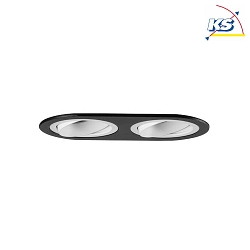 Recessed unit for LED modules, oval, 2 flames, IP20, max. 2x 14W, excl. driver, structured black / structured white