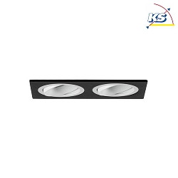 Recessed unit for LED modules, square, 2 flames, IP20, max. 2x 14W, excl. driver, structured black / structured white