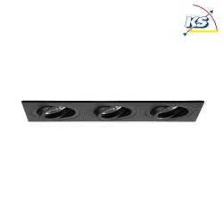 Recessed unit for LED modules, square, 3 flames, IP20, max. 3x 14W, excl. driver, structured black