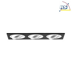 Recessed unit for LED modules, square, 3 flames, IP20, max. 3x 14W, excl. driver, structured black / structured white