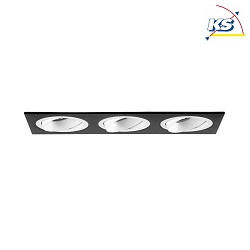 Recessed unit for LED modules, square, 3 flames, IP20, max. 3x 14W, excl. driver, structured black / structured white