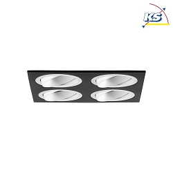 Einbaueinheit fr LED-Module, Quadratisch, 4-flammig, IP20, max. 4x 14W, ohne BG, Strukturschwarz / Strukturwei