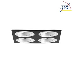 Recessed unit for LED modules, square, 4 flames, IP20, max. 4x 14W, excl. driver, structured black / structured white