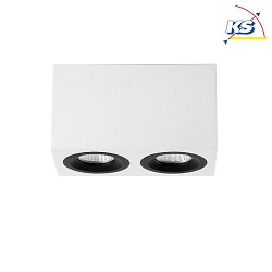 Surface unit for LED modules, square, 2 flames, IP20, max. 2x 8W, structured white / black