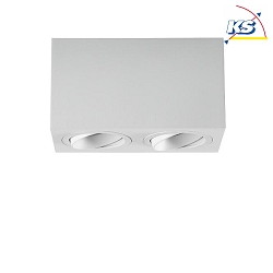 Surface unit for LED modules, square, 2 flames, IP20, max. 2x 8W, structured white