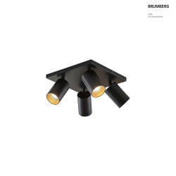 ceiling luminaire TAGES 4 flames, square GU10 IP20, black matt dimmable