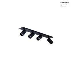 spotlight bar TAGES 4 flames, square, long GU10 IP20, black matt dimmable