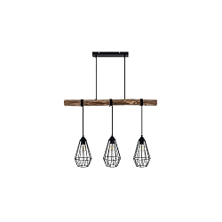 pendant luminaire RUTILUS 3 flames E27 IP20, wood dimmable