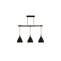 pendant luminaire BRENTHIS 3 flames, large E27 IP20, wood, black dimmable
