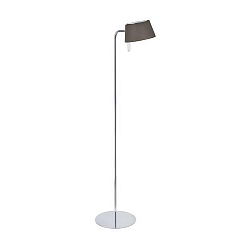 Floor lamp with textile shade, height 115cm / head 180 swivelling, G9, with cord switch, chrome / chintz brown