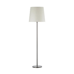 Floor lamp with textile shade, height 150cm /  45cm, E27 max. 100W, with cord switch, matt nickel / chintz raw white