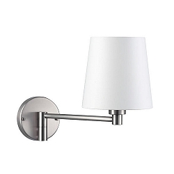 Luminaire mural avec abat-jour, avec bras articul� E27 IP20, nickel mat, blanche gradable