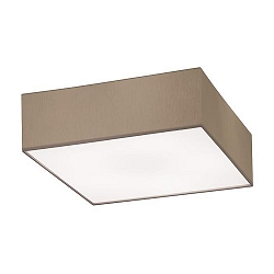 Deckenleuchte SOFT CUBE 580, quadratisch, E27 max. 60W, Abdeckung grau, Chintz-Schirm hellbraun