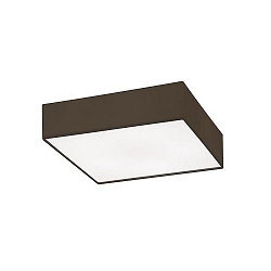 Deckenleuchte SOFT CUBE 580, quadratisch, E27 max. 60W, Abdeckung grau, Chintz-Schirm dunkelbraun