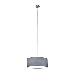 Pendant luminaire SOFT TUBE 480,  48cm, 3 x E27 max. 60W, matt nickel / shade chintz grey / diffuser PC