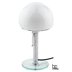 Retro table luminaire, H 40cm /  19cm, E27, with pull switch chain, clear glass base / polished chrome / opal glossy glass