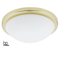 Luminaire de plafond E27 IP20, mat, opale, laiton satin gradable