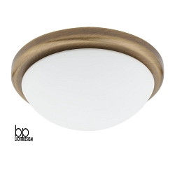 Luminaire de plafond E27 IP20, laiton antique, mat, opale gradable