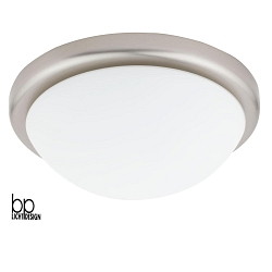 Luminaire de plafond E27 IP20, mat, nickel mat, opale gradable