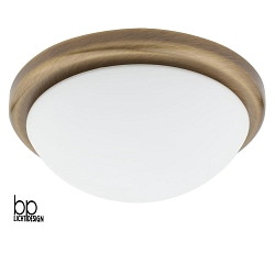Luminaire de plafond E27 IP20, laiton antique, mat, opale gradable