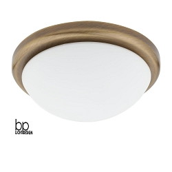 Luminaire de plafond E27 IP20, laiton antique, mat, opale gradable