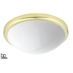 Ceiling luminaire, polished brass chaplet / opal glossy glass,  39cm, 2x E27 max. 75W