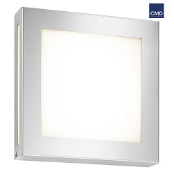 LED Auenwandleuchte 22 x 22cm mit Bewegungsmelder, IP44, 12W 3000K, Edelstahl / Opalglas, gebrstet