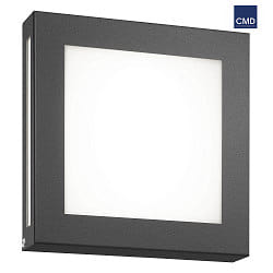 LED Auenwandleuchte 22 x 22cm mit Bewegungsmelder, IP44, 12W 3000K, Edelstahl / Opalglas, anthrazit