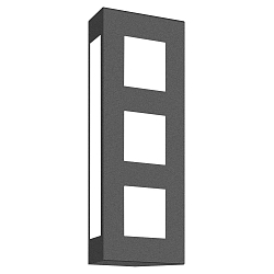 Auenwandleuchte AQUA TRILO, IP44, 40 x 16cm, 3-fach, E27, Edelstahl / Opalglas, anthrazit