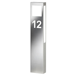 Outdoor floor luminaire, stainless steel with house numbers (cut out), IP44, 80cm, 2G11 (incl.)