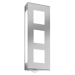 Luminaire mural dextrieur AQUA TRILO 3 fois, angulaire, avec dtecteur de mouvement E27 IP44, acier inoxydable