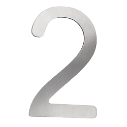 House number 2 from brushed stainless steel, height 16cm