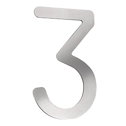 House number 3 from brushed stainless steel, height 16cm