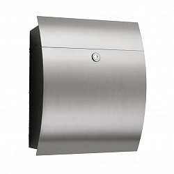 Curved post box from stainless steel, IP44, height 40cm, brushed