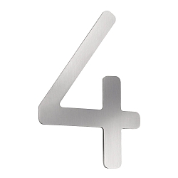 House number 4 from brushed stainless steel, height 16cm