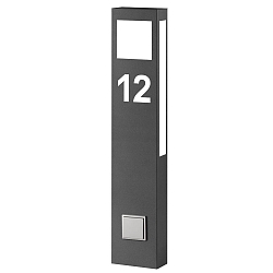 Outdoor LED floor lamp AQUA PAULO with house numbers (cut out) + power plug, IP44, 80cm, 2G11, stainless steel, anthracite