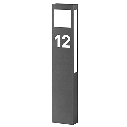 Outdoor LED floor lamp AQUA PAULO with house numbers (cut out), IP44, 80cm, 2G11, stainless steel, anthracite