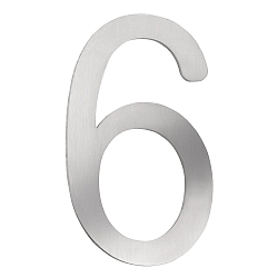 House number 6  from brushed stainless steel, height 16cm