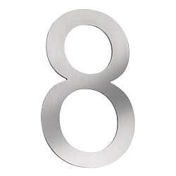 House number 8 from brushed stainless steel, height 16cm